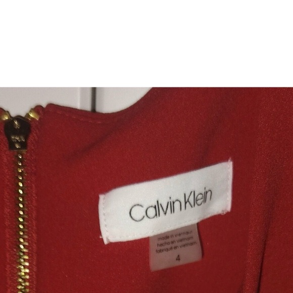 NWT Calvin Klein Sleeveless Mermaid Red Ruffle Dress Size 4 CD9C15L4 Cocktail - Picture 7 of 7